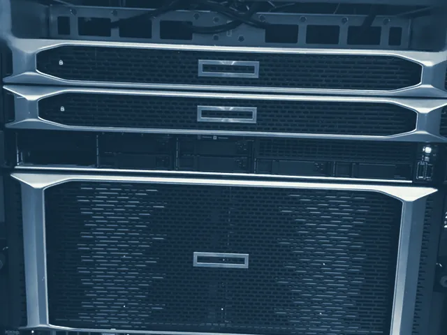 Servers powered on inside a rack at the ZGH LR18 data center